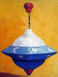 Red, White & Blue Spin Top realistic still life oil painting